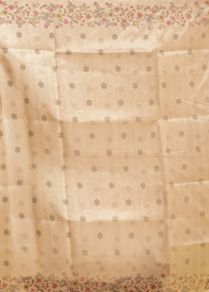 Pink Tussar Silk Saree With Blouse Piece