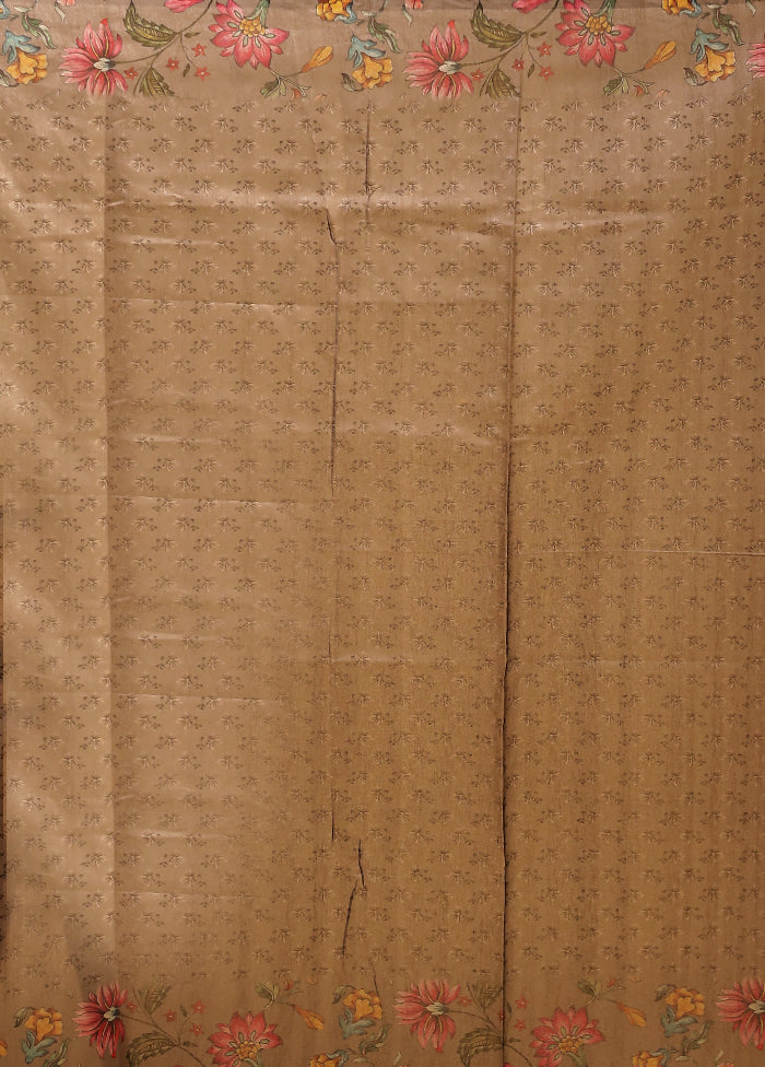 Grey Tussar Silk Saree With Blouse Piece