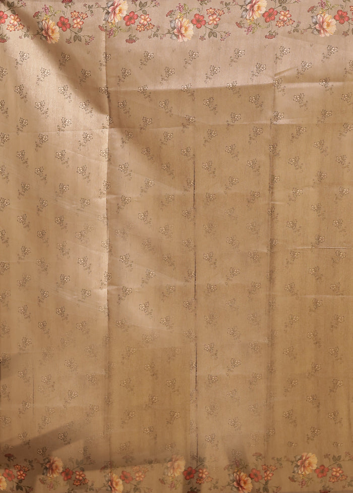 Grey Tussar Silk Saree With Blouse Piece