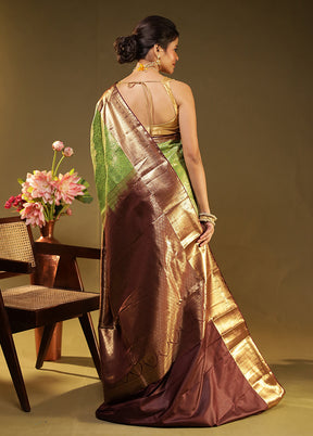 Green Kanjivaram Silk Saree With Blouse Piece