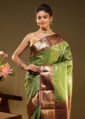 Green Kanjivaram Silk Saree With Blouse Piece