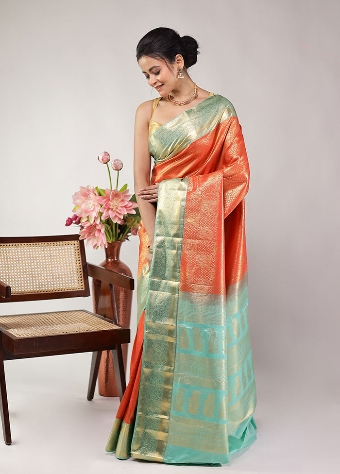 Red Kanjivaram Silk Saree With Blouse Piece