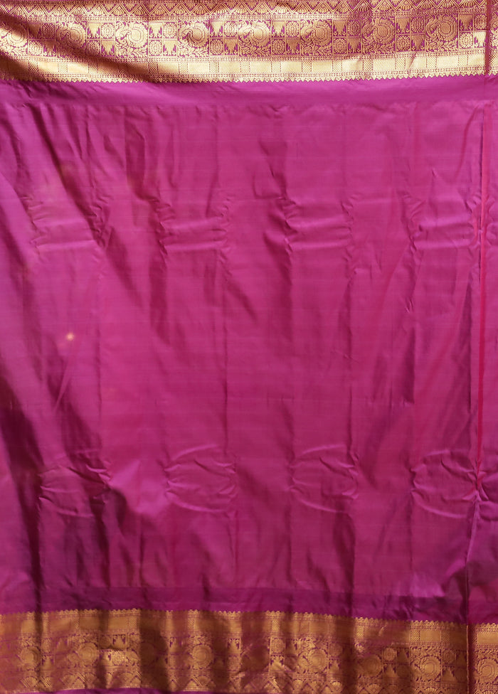 Pink Gadwal Silk Saree Without Blouse Piece