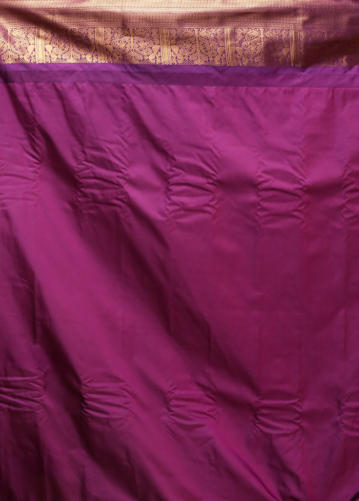 Peach Gadwal Silk Saree Without Blouse Piece