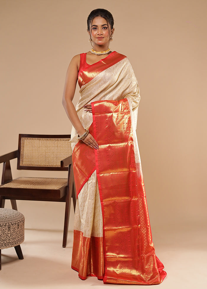 Sandhya Aarti Duo – Red Kanjivaram & White Dupion Silk Sarees