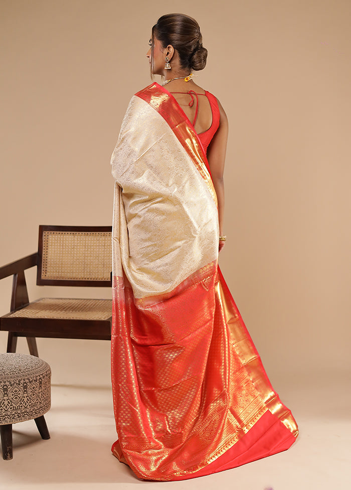 Sandhya Aarti Duo – Red Kanjivaram & White Dupion Silk Sarees