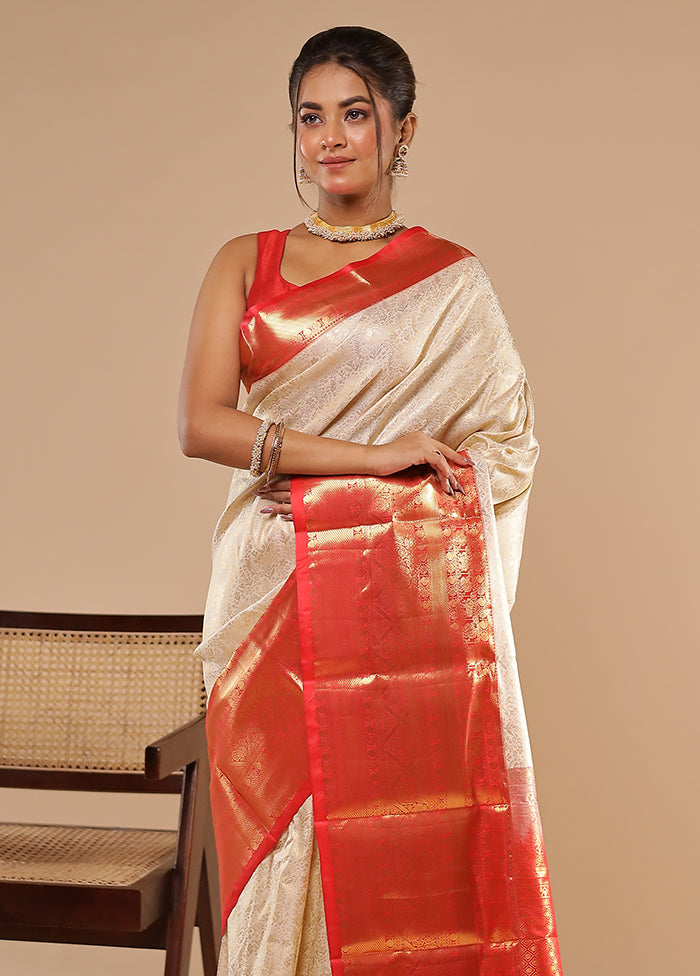 Sandhya Aarti Duo – Red Kanjivaram & White Dupion Silk Sarees