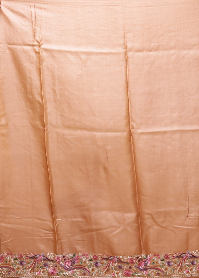 Pink Handloom Tussar Pure Silk Saree With Blouse Piece