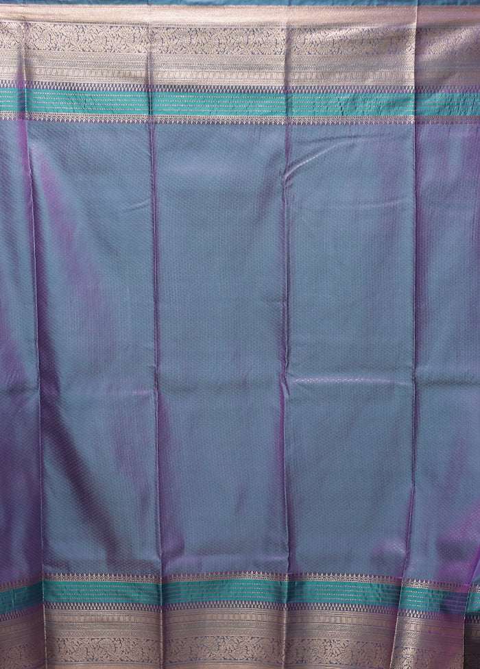 Purple Kanjivaram Silk Saree With Blouse Piece