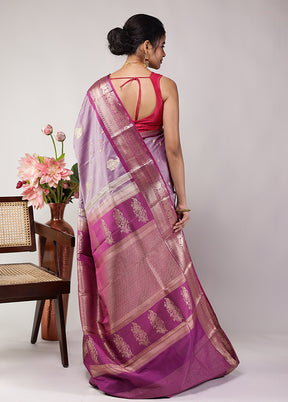 Purple Kanjivaram Silk Saree With Blouse Piece