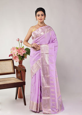 Purple Kanjivaram Silk Saree With Blouse Piece