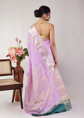 Purple Kanjivaram Silk Saree With Blouse Piece
