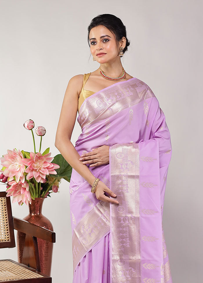 Purple Kanjivaram Silk Saree With Blouse Piece