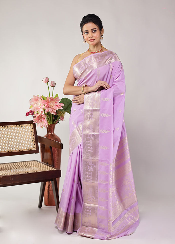 Purple Kanjivaram Silk Saree With Blouse Piece