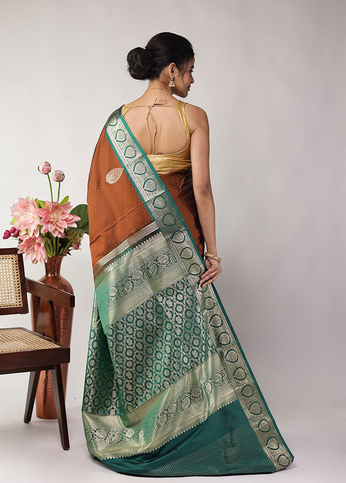 Brown Kanjivaram Silk Saree With Blouse Piece