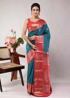 Green Kanjivaram Silk Saree With Blouse Piece