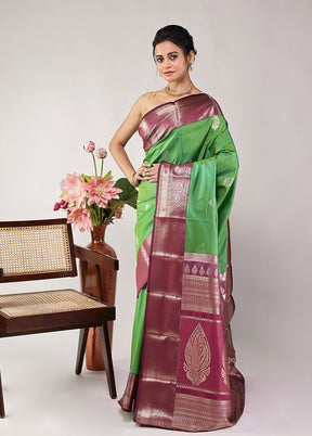 Green Kanjivaram Silk Saree With Blouse Piece