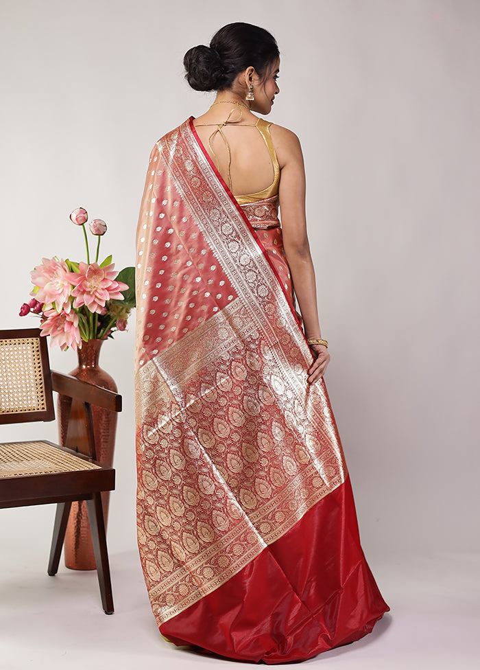 Pink Banarasi Silk Saree With Blouse Piece