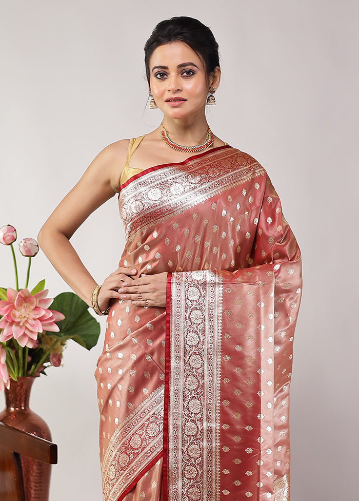 Pink Banarasi Silk Saree With Blouse Piece