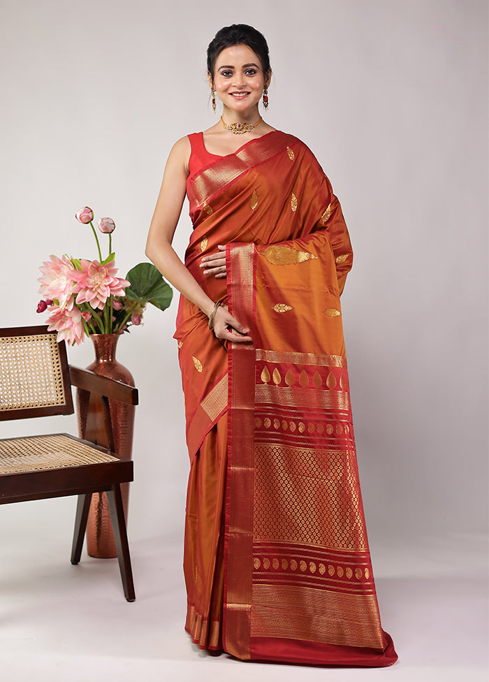 Brown Kanjivaram Silk Saree With Blouse Piece