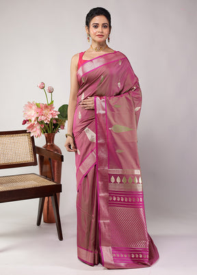 Purple Kanjivaram Silk Saree With Blouse Piece