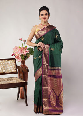 Green Kanjivaram Silk Saree With Blouse Piece