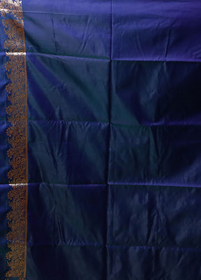 Blue Banarasi Silk Saree With Blouse Piece
