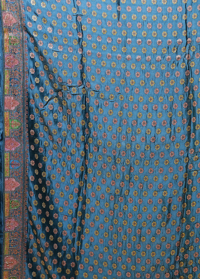 Multicolor Handloom Pure Georgette Saree With Blouse Piece