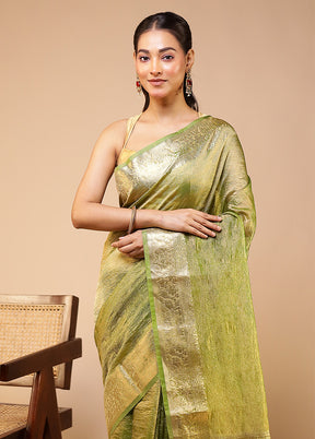 Green Tissue Silk Saree With Blouse Piece