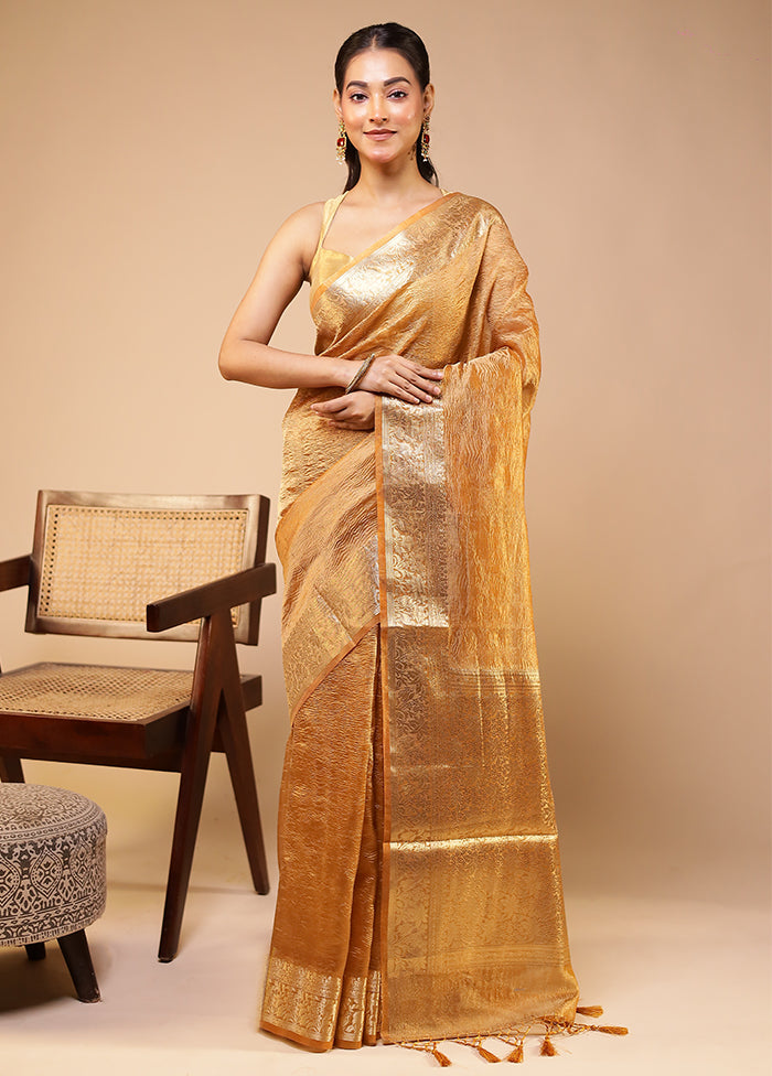 Cream Tissue Silk Saree With Blouse Piece