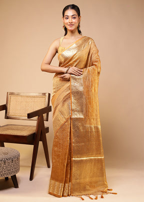 Cream Tissue Silk Saree With Blouse Piece