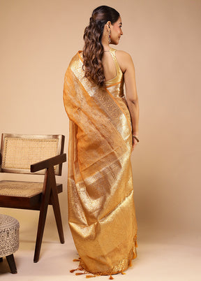 Cream Tissue Silk Saree With Blouse Piece