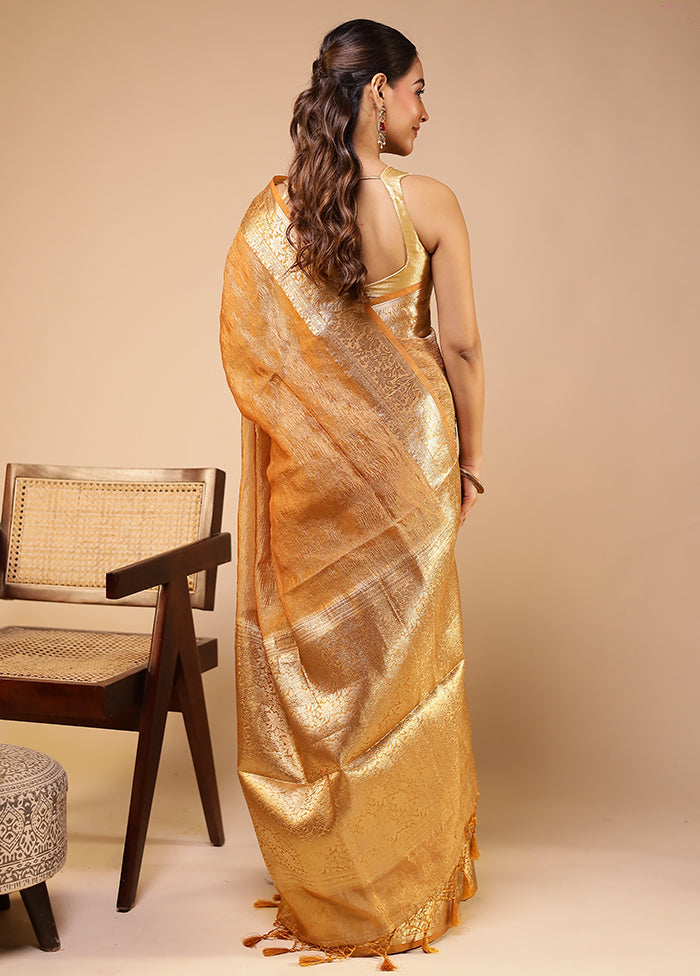 Cream Tissue Silk Saree With Blouse Piece