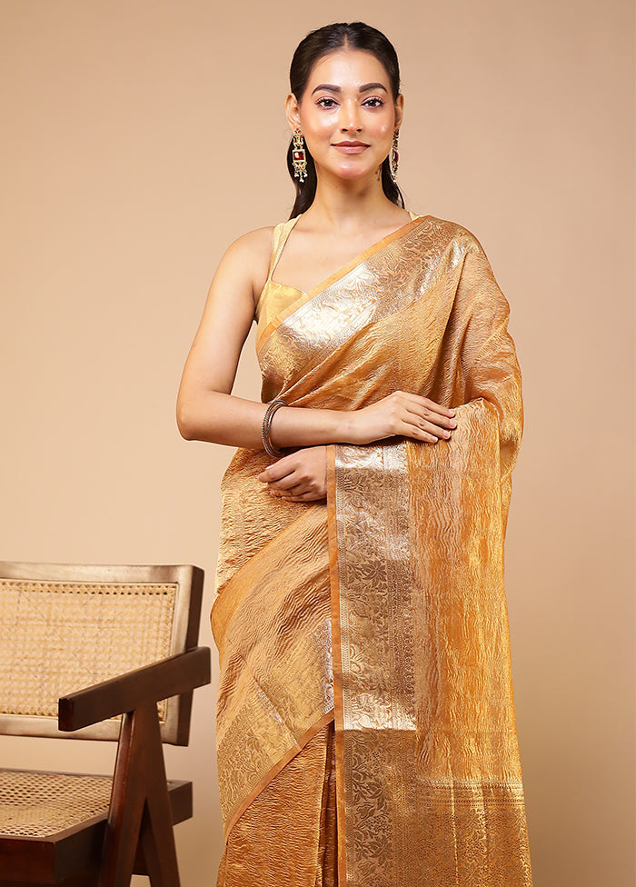 Cream Tissue Silk Saree With Blouse Piece