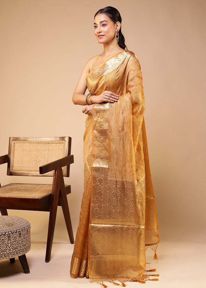 Cream Tissue Silk Saree With Blouse Piece