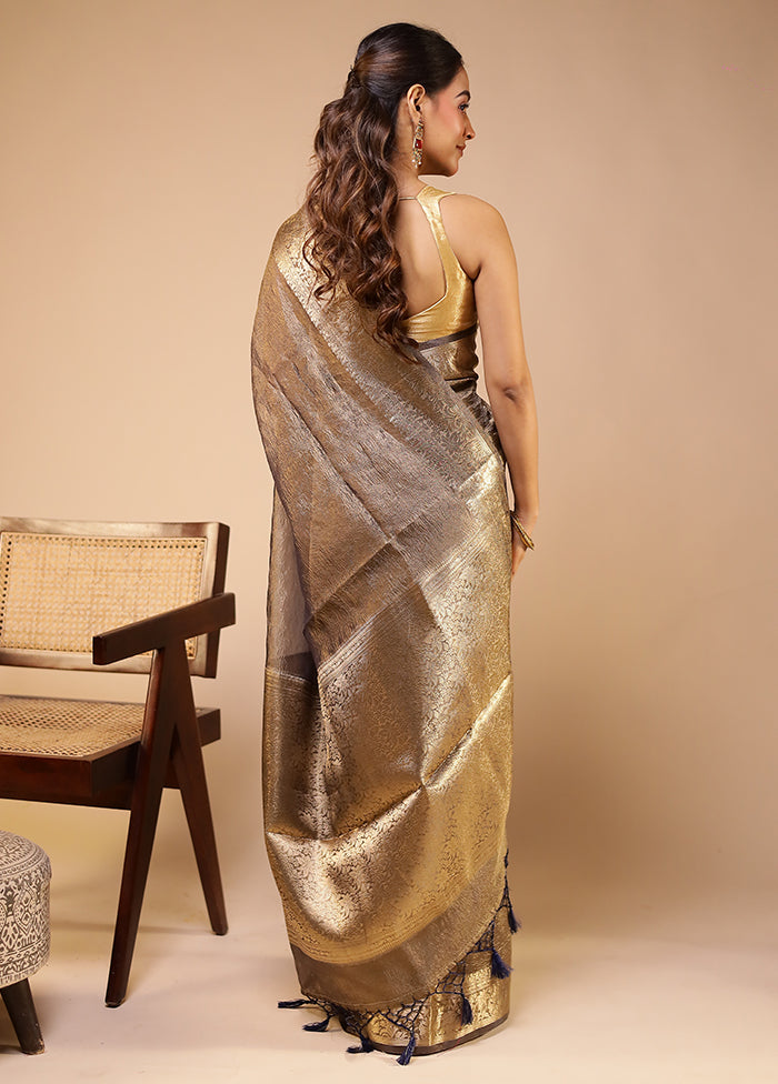 Grey Tissue Silk Saree With Blouse Piece