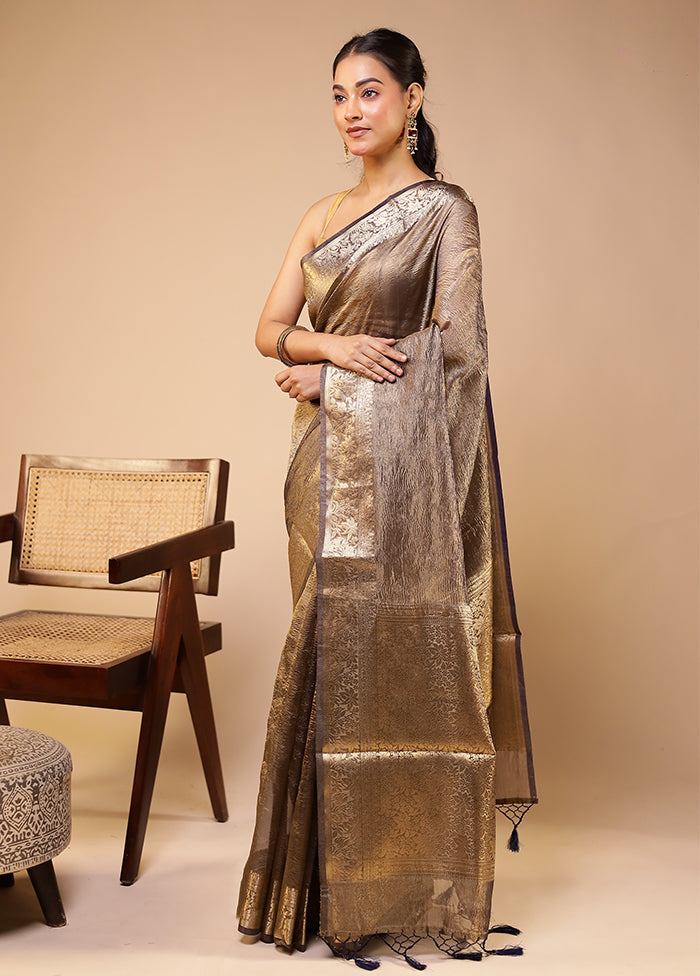 Grey Tissue Silk Saree With Blouse Piece