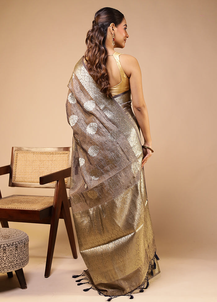Grey Tissue Silk Saree With Blouse Piece