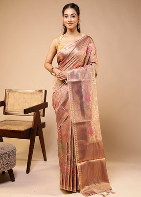Cream Tissue Silk Saree With Blouse Piece