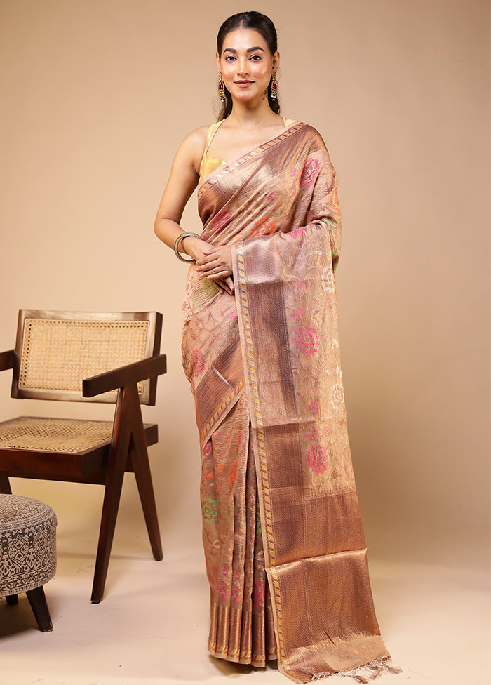 Cream Tissue Silk Saree With Blouse Piece