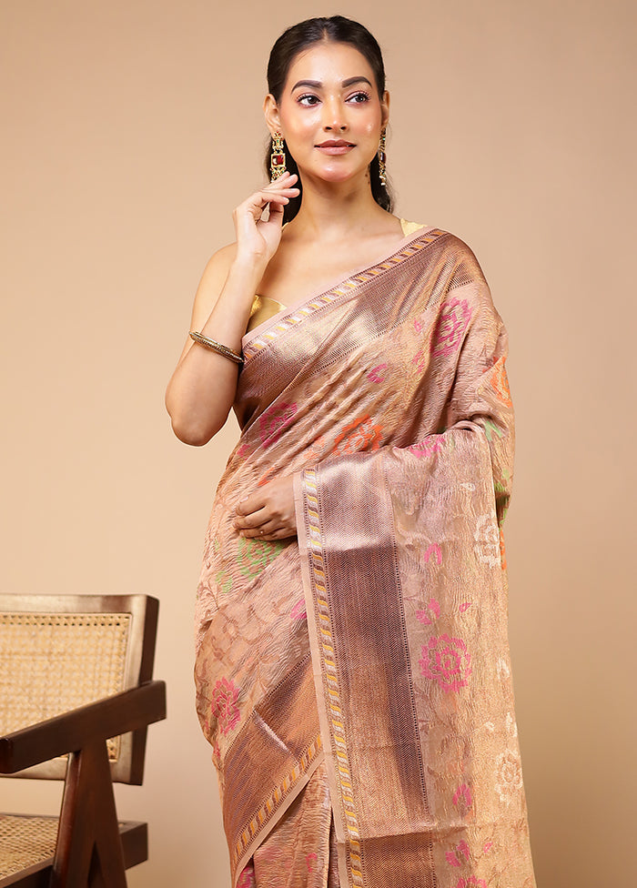 Cream Tissue Silk Saree With Blouse Piece