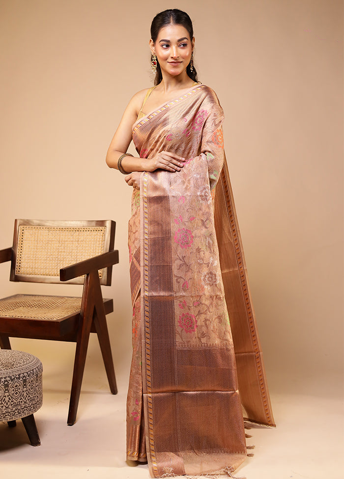 Cream Tissue Silk Saree With Blouse Piece