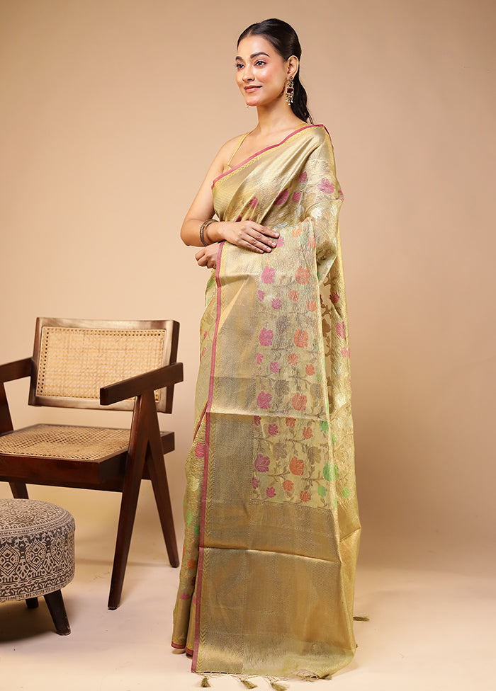 Green Tissue Silk Saree With Blouse Piece