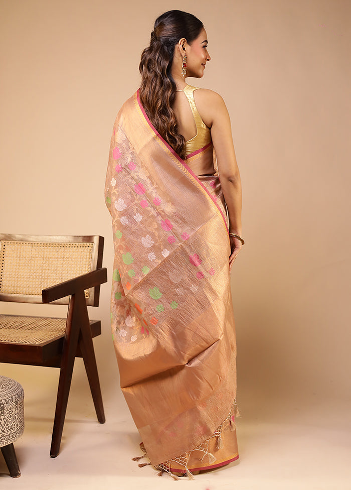 Cream Tissue Silk Saree With Blouse Piece