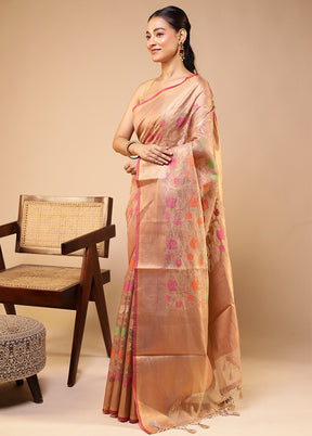 Cream Tissue Silk Saree With Blouse Piece