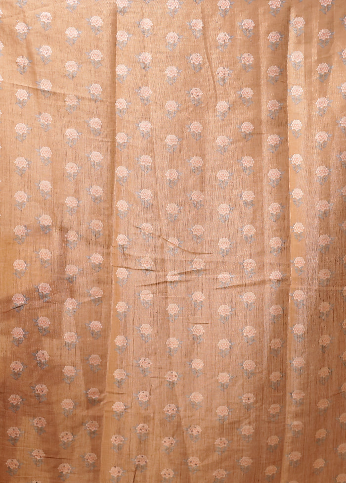 Cream Linen Silk Saree With Blouse Piece