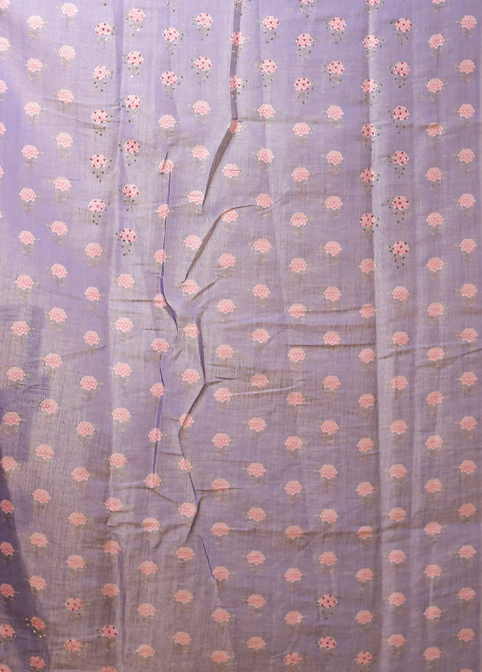 Purple Linen Silk Saree With Blouse Piece