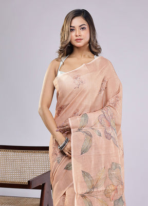 Grey Linen Silk Saree With Blouse Piece