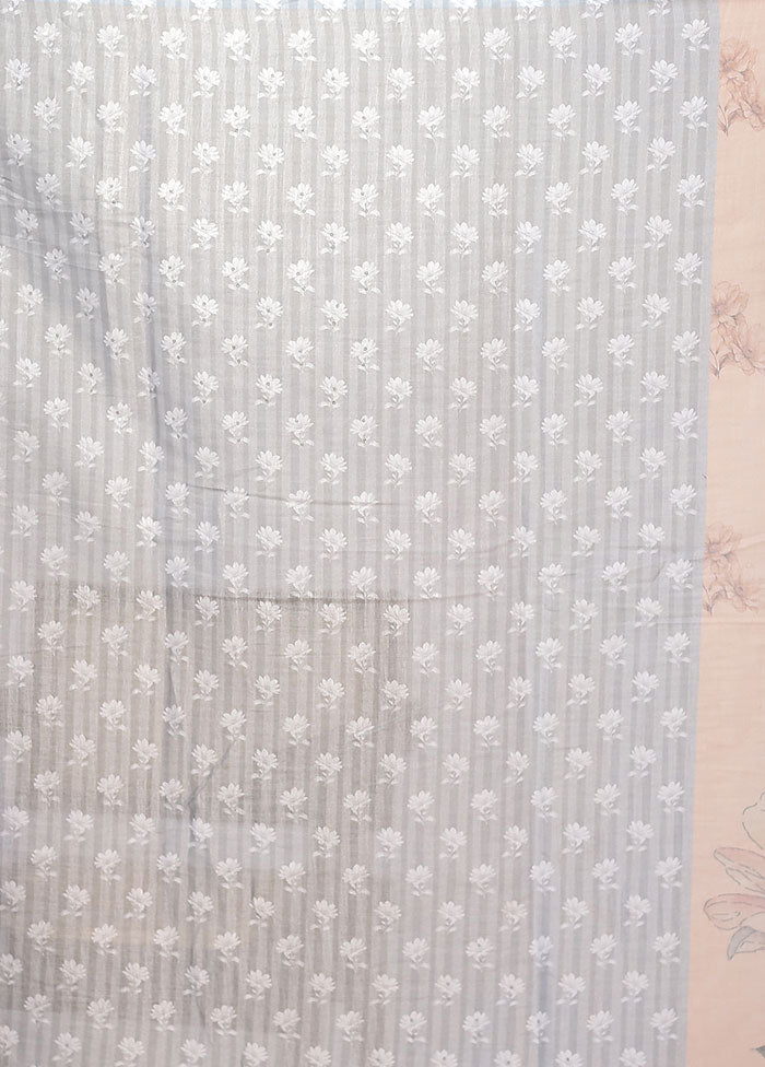 Grey Linen Silk Saree With Blouse Piece