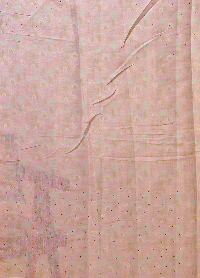 Pink Linen Silk Saree With Blouse Piece